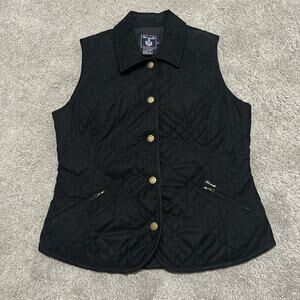 Faconnable Vest Womens Small Black Puffer Quilted Sleeveless Full Zip Jacket